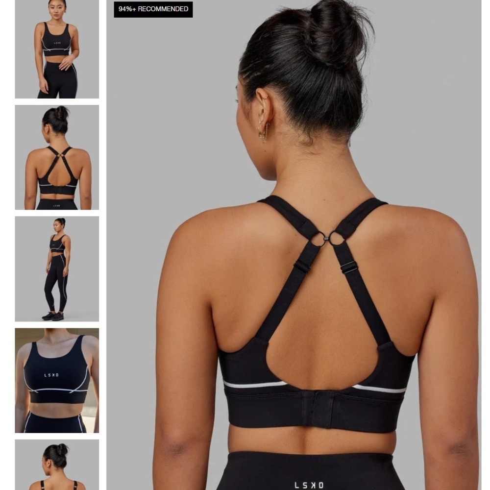 LSKD Pulse Sports Bra Black White Piping WABR00251-Black Women XS NWT NEW - Picture 5 of 16